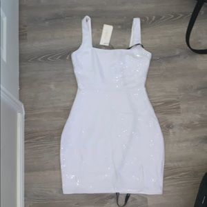 White Mini Sparkly Sequin Dress